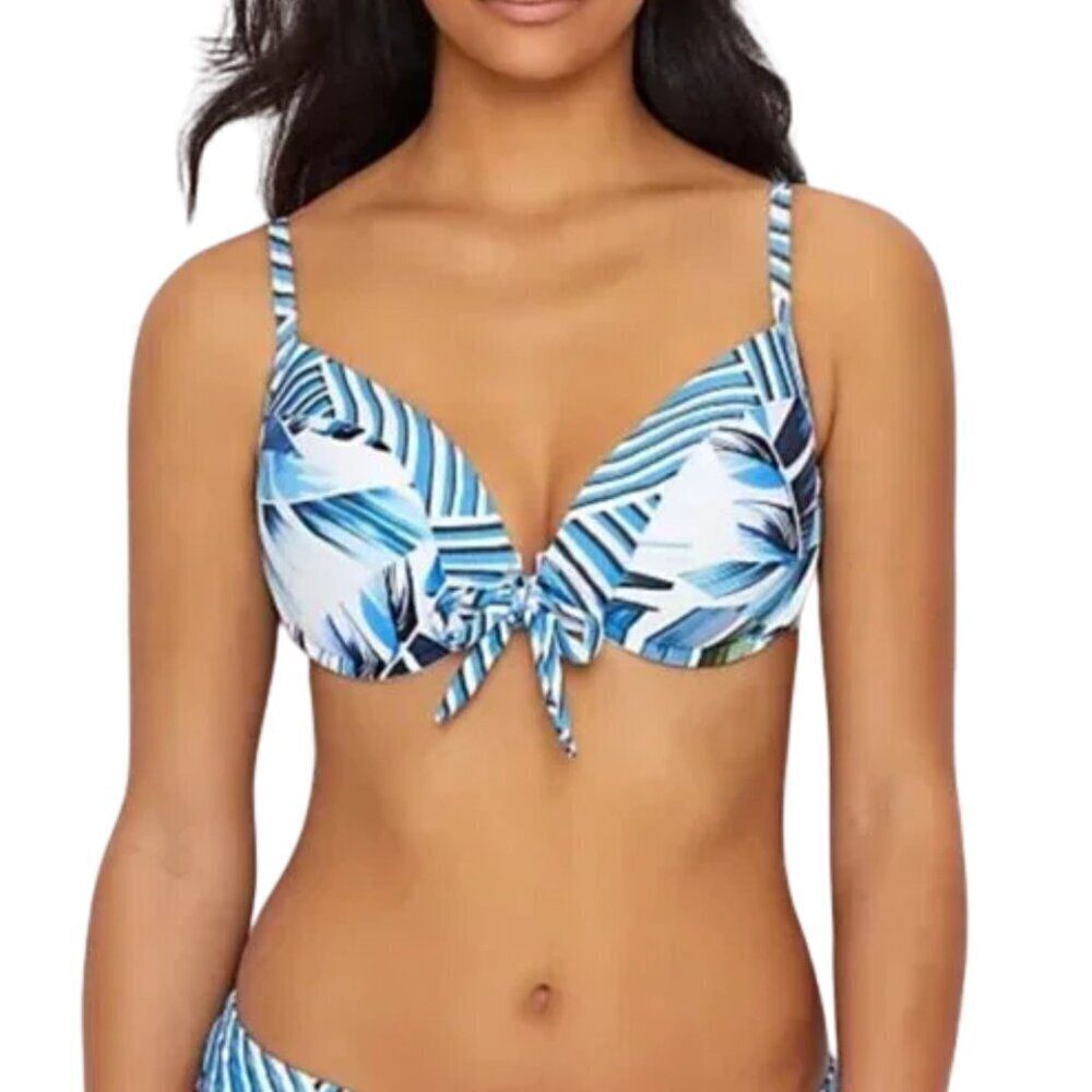 NWT La Blanca Two Cool Push Up Palm Tree Print Bikini Top Sz. 6